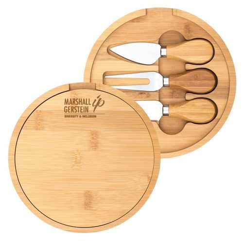 Harper Mini Bamboo Cheese Board Knife Set 7" D x 1 3/16" H
